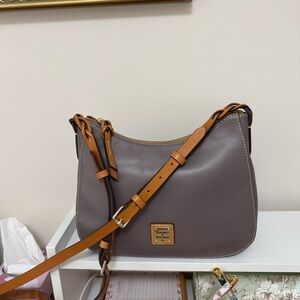 Dooney & Bourke Gray Leather Crossbody with Brown Strap